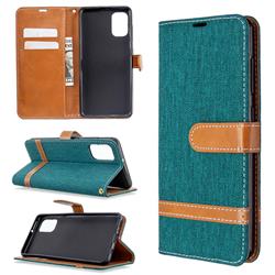 Jeans Cowboy Denim Leather Wallet Case for Samsung Galaxy A41 - Green