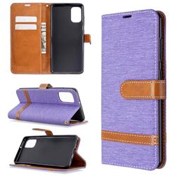 Jeans Cowboy Denim Leather Wallet Case for Samsung Galaxy A41 - Purple