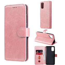 Retro Calf Matte Leather Wallet Phone Case for Samsung Galaxy A41 - Pink