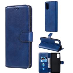 Retro Calf Matte Leather Wallet Phone Case for Samsung Galaxy A41 - Blue