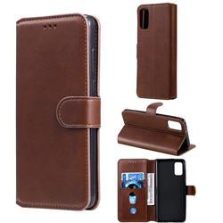 Retro Calf Matte Leather Wallet Phone Case for Samsung Galaxy A41 - Brown
