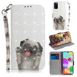 Pug Dog 3D Painted Leather Wallet Phone Case for Samsung Galaxy A41