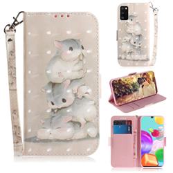 Three Squirrels 3D Painted Leather Wallet Phone Case for Samsung Galaxy A41