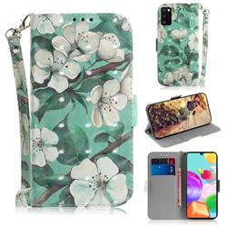 Watercolor Flower 3D Painted Leather Wallet Phone Case for Samsung Galaxy A41
