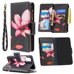 Lotus Flower Binfen Color BF03 Retro Zipper Leather Wallet Phone Case for Samsung Galaxy A41