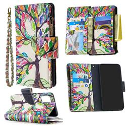 The Tree of Life Binfen Color BF03 Retro Zipper Leather Wallet Phone Case for Samsung Galaxy A41