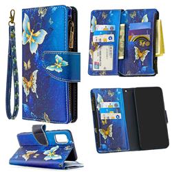 Golden Butterflies Binfen Color BF03 Retro Zipper Leather Wallet Phone Case for Samsung Galaxy A41