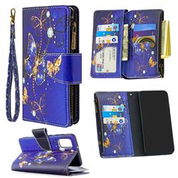 Purple Butterfly Binfen Color BF03 Retro Zipper Leather Wallet Phone Case for Samsung Galaxy A41