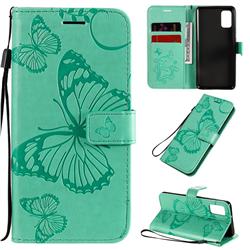 Embossing 3D Butterfly Leather Wallet Case for Samsung Galaxy A41 - Green