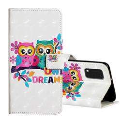 Couple Owl 3D Painted Leather Phone Wallet Case for Samsung Galaxy A41