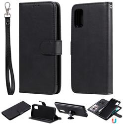 Retro Greek Detachable Magnetic PU Leather Wallet Phone Case for Samsung Galaxy A41 - Black