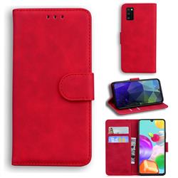 Retro Classic Skin Feel Leather Wallet Phone Case for Samsung Galaxy A41 - Red