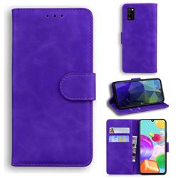 Retro Classic Skin Feel Leather Wallet Phone Case for Samsung Galaxy A41 - Purple