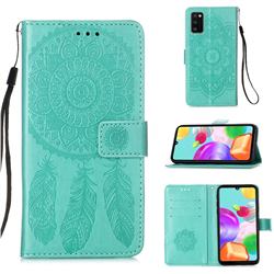 Embossing Dream Catcher Mandala Flower Leather Wallet Case for Samsung Galaxy A41 - Green
