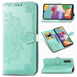 Embossing Imprint Mandala Flower Leather Wallet Case for Samsung Galaxy A41 Japan SC-41A SCV48 - Green