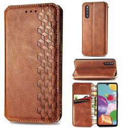 Ultra Slim Fashion Business Card Magnetic Automatic Suction Leather Flip Cover for Samsung Galaxy A41 Japan SC-41A SCV48 - Brown
