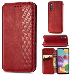 Ultra Slim Fashion Business Card Magnetic Automatic Suction Leather Flip Cover for Samsung Galaxy A41 Japan SC-41A SCV48 - Red