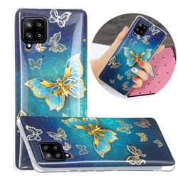 Golden Butterfly Painted Galvanized Electroplating Soft Phone Case Cover for Samsung Galaxy A42 5G