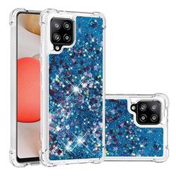 Dynamic Liquid Glitter Sand Quicksand TPU Case for Samsung Galaxy A42 5G - Blue Love Heart