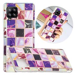 Square Puzzle Painted Marble Electroplating Protective Case for Samsung Galaxy A42 5G
