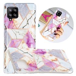 Purple and White Painted Marble Electroplating Protective Case for Samsung Galaxy A42 5G