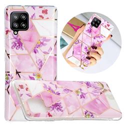 Purple Flower Painted Marble Electroplating Protective Case for Samsung Galaxy A42 5G