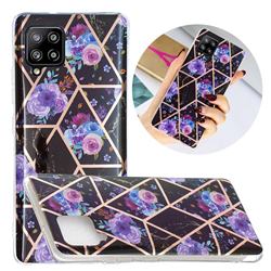 Black Flower Painted Marble Electroplating Protective Case for Samsung Galaxy A42 5G