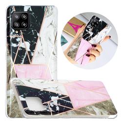 Pink and Black Painted Marble Electroplating Protective Case for Samsung Galaxy A42 5G