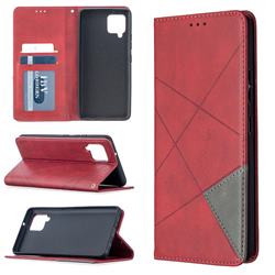 Prismatic Slim Magnetic Sucking Stitching Wallet Flip Cover for Samsung Galaxy A42 5G - Red