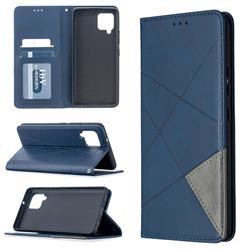Prismatic Slim Magnetic Sucking Stitching Wallet Flip Cover for Samsung Galaxy A42 5G - Blue