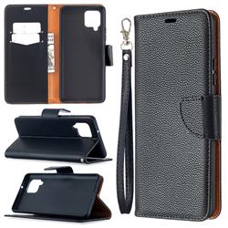 Classic Luxury Litchi Leather Phone Wallet Case for Samsung Galaxy A42 5G - Black