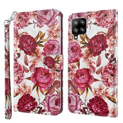 Red Flower 3D Painted Leather Wallet Case for Samsung Galaxy A42 5G
