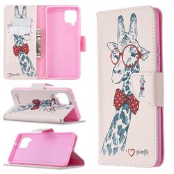 Glasses Giraffe Leather Wallet Case for Samsung Galaxy A42 5G
