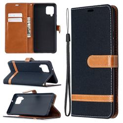 Jeans Cowboy Denim Leather Wallet Case for Samsung Galaxy A42 5G - Black