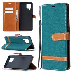 Jeans Cowboy Denim Leather Wallet Case for Samsung Galaxy A42 5G - Green