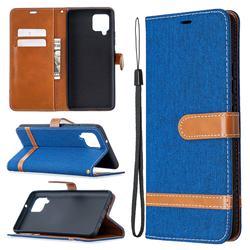 Jeans Cowboy Denim Leather Wallet Case for Samsung Galaxy A42 5G - Sapphire