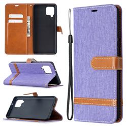 Jeans Cowboy Denim Leather Wallet Case for Samsung Galaxy A42 5G - Purple