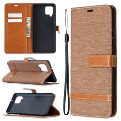 Jeans Cowboy Denim Leather Wallet Case for Samsung Galaxy A42 5G - Brown