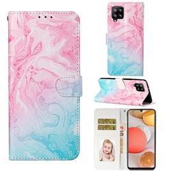 Pink Green Marble PU Leather Wallet Case for Samsung Galaxy A42 5G