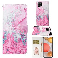Pink Seawater PU Leather Wallet Case for Samsung Galaxy A42 5G