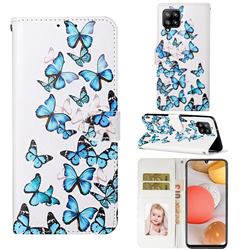 Blue Vivid Butterflies PU Leather Wallet Case for Samsung Galaxy A42 5G
