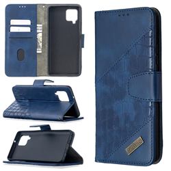 BinfenColor BF04 Color Block Stitching Crocodile Leather Case Cover for Samsung Galaxy A42 5G - Blue