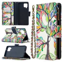 The Tree of Life Binfen Color BF03 Retro Zipper Leather Wallet Phone Case for Samsung Galaxy A42 5G