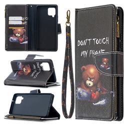 Chainsaw Bear Binfen Color BF03 Retro Zipper Leather Wallet Phone Case for Samsung Galaxy A42 5G