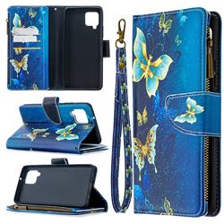Golden Butterflies Binfen Color BF03 Retro Zipper Leather Wallet Phone Case for Samsung Galaxy A42 5G