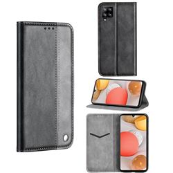 Classic Business Ultra Slim Magnetic Sucking Stitching Flip Cover for Samsung Galaxy A42 5G - Silver Gray