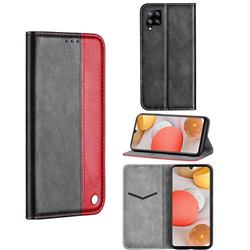 Classic Business Ultra Slim Magnetic Sucking Stitching Flip Cover for Samsung Galaxy A42 5G - Red