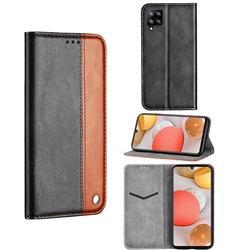 Classic Business Ultra Slim Magnetic Sucking Stitching Flip Cover for Samsung Galaxy A42 5G - Brown