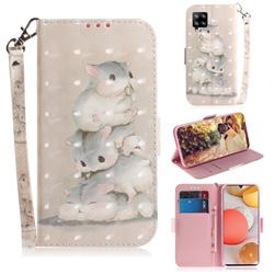 Three Squirrels 3D Painted Leather Wallet Phone Case for Samsung Galaxy A42 5G