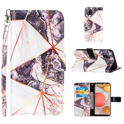 Black and White Stitching Color Marble Leather Wallet Case for Samsung Galaxy A42 5G